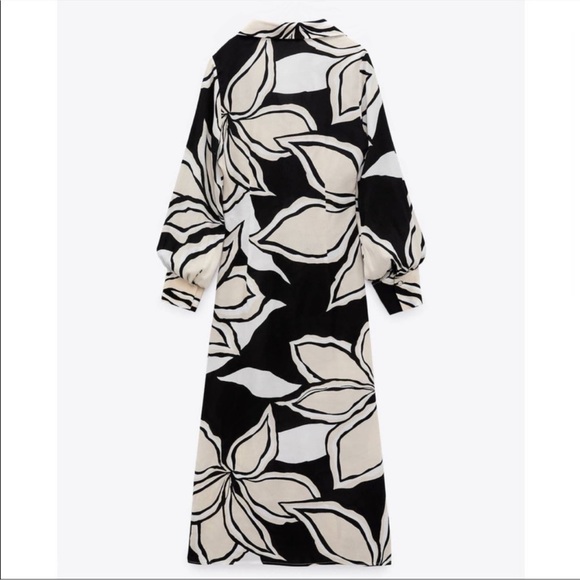 Zara Black and Cream Floral Button-Front Maxi Dress - Picture 5 of 11